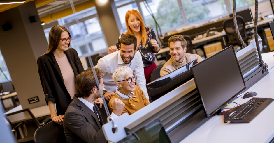 senior businesswoman working together with young